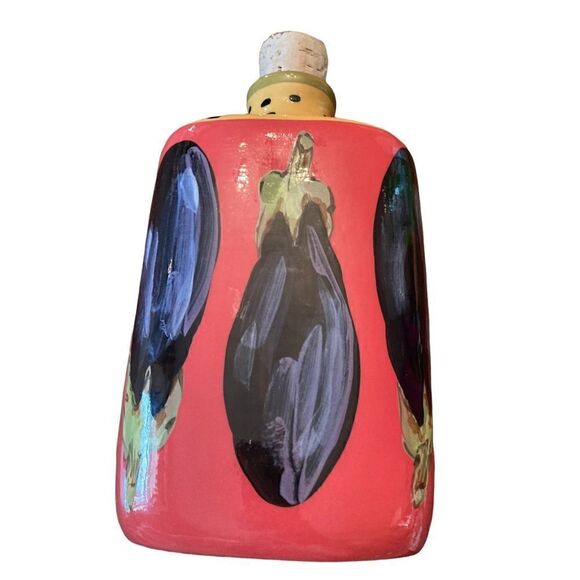 Droll Designs Eggplant/Carrot Collection Ceramic Olive Oil Jar with Cork - Picture 6 of 11